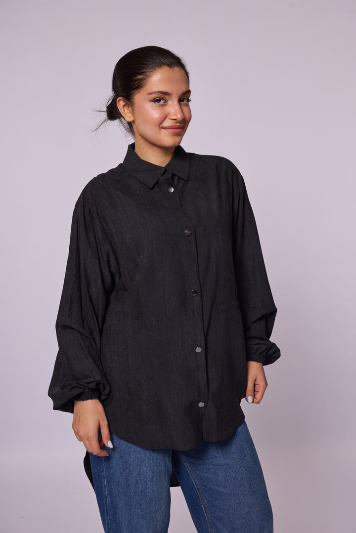 Oversize Düğmeli Uzun Tunik