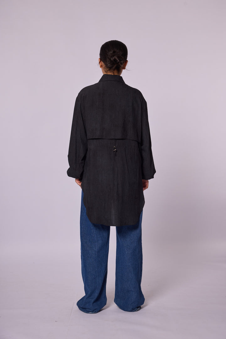 Oversize Düğmeli Uzun Tunik