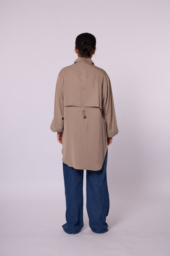 Oversize Düğmeli Uzun Tunik
