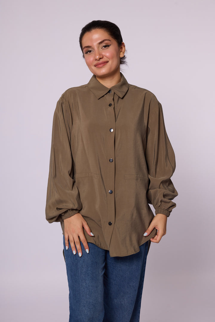 Oversize Düğmeli Uzun Tunik
