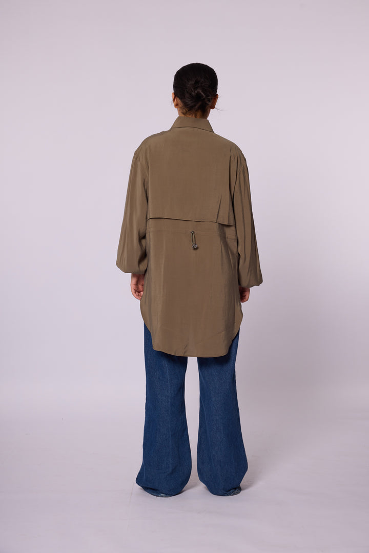 Oversize Düğmeli Uzun Tunik