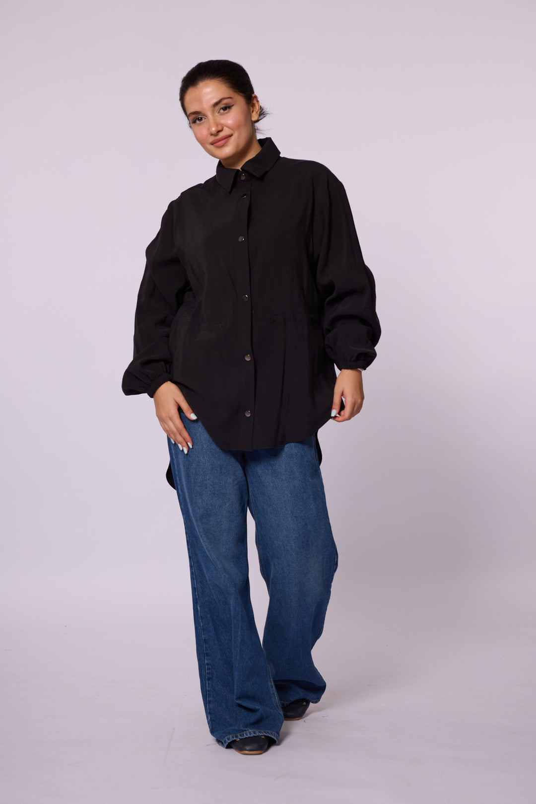 Oversize Düğmeli Uzun Tunik