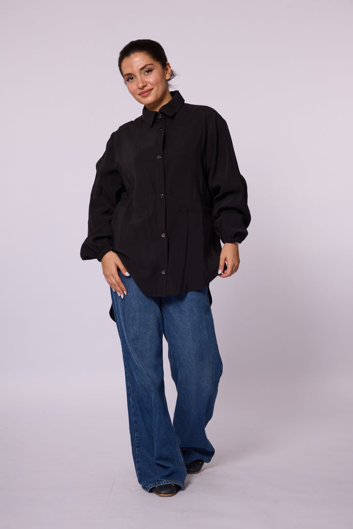 Oversize Düğmeli Uzun Tunik