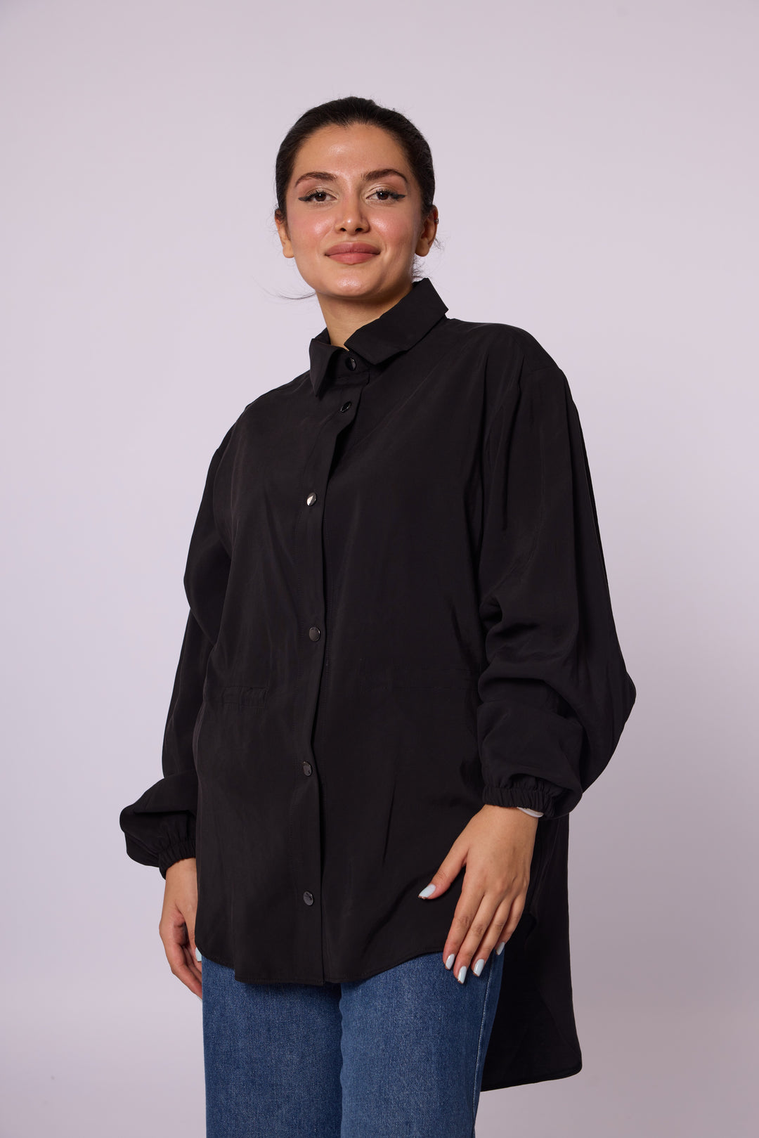 Oversize Düğmeli Uzun Tunik