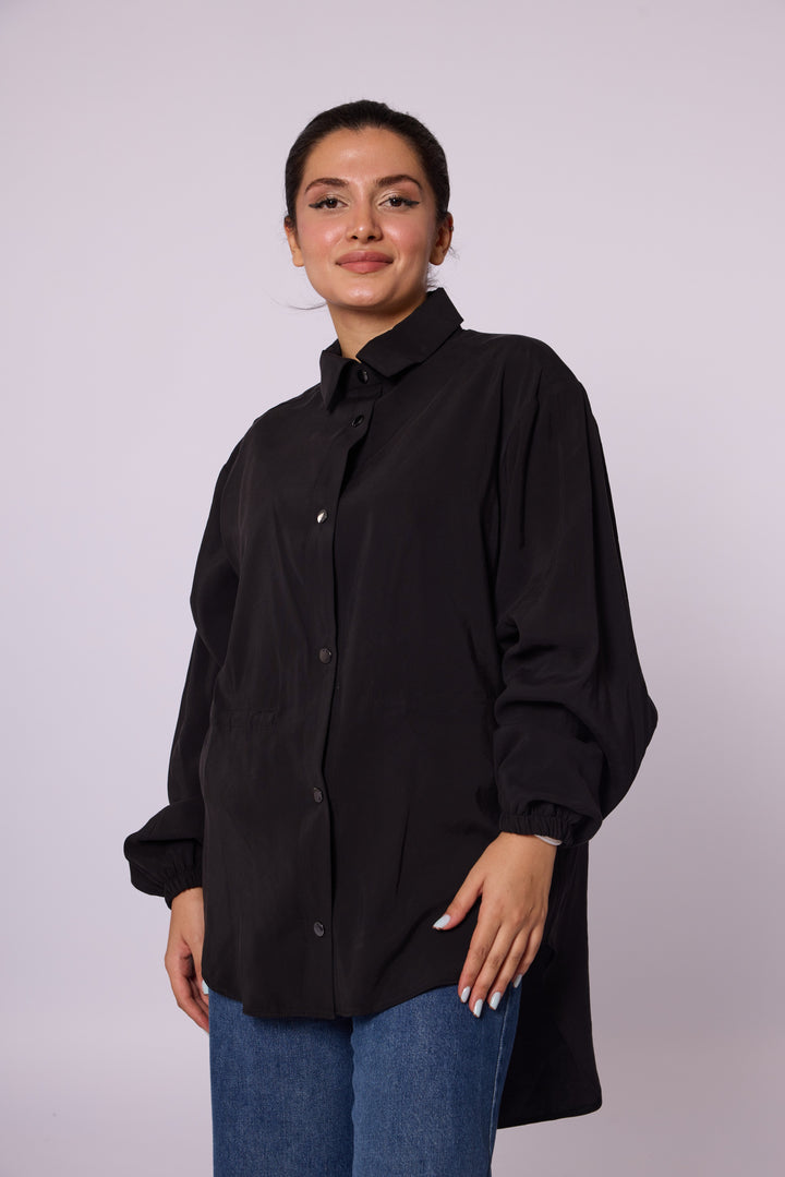 Oversize Düğmeli Uzun Tunik