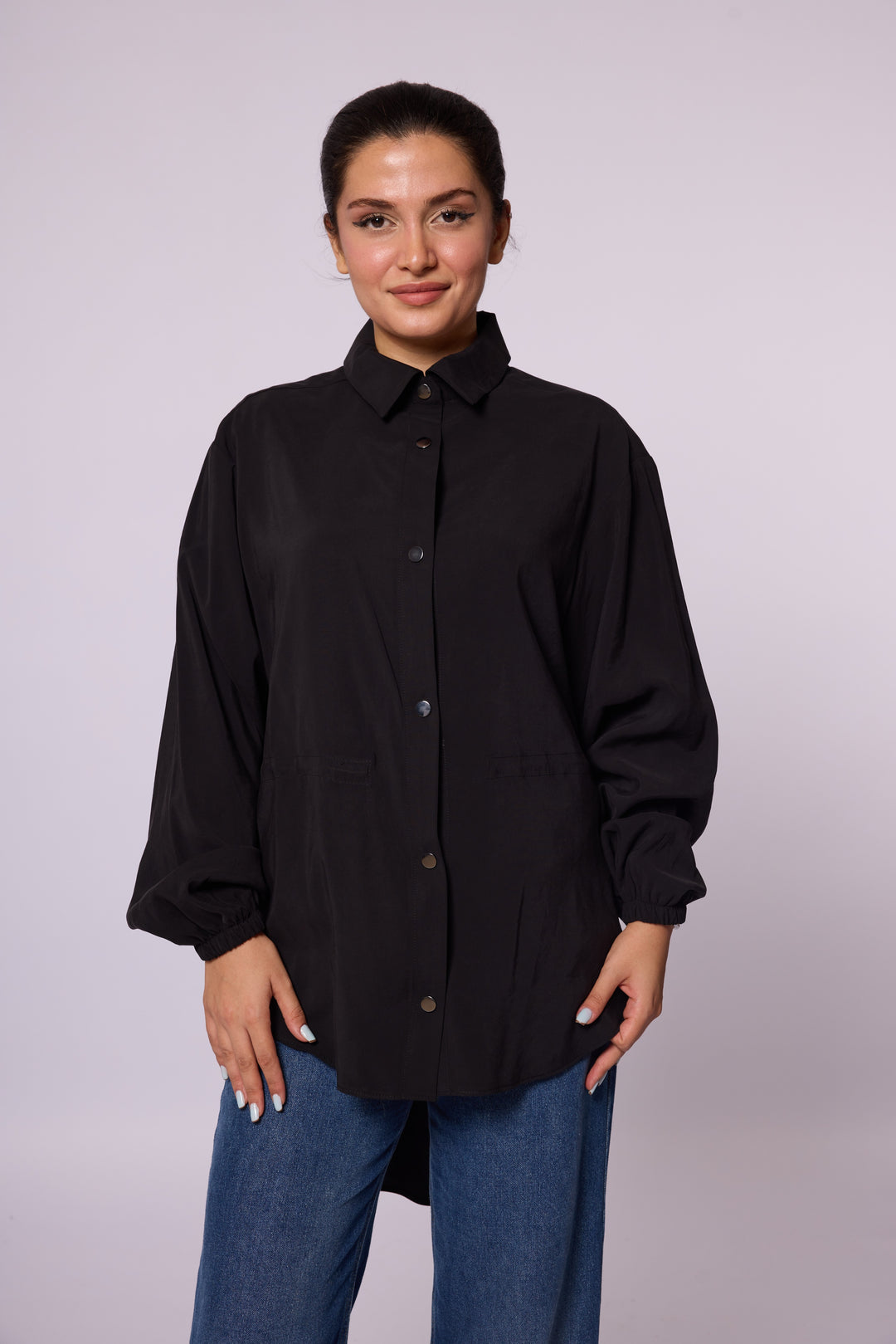 Oversize Düğmeli Uzun Tunik