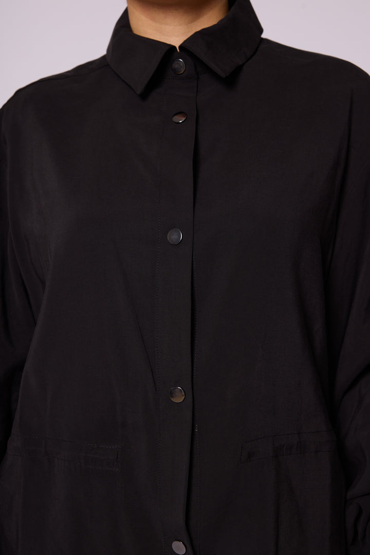 Oversize Düğmeli Uzun Tunik