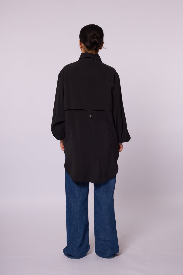 Oversize Düğmeli Uzun Tunik