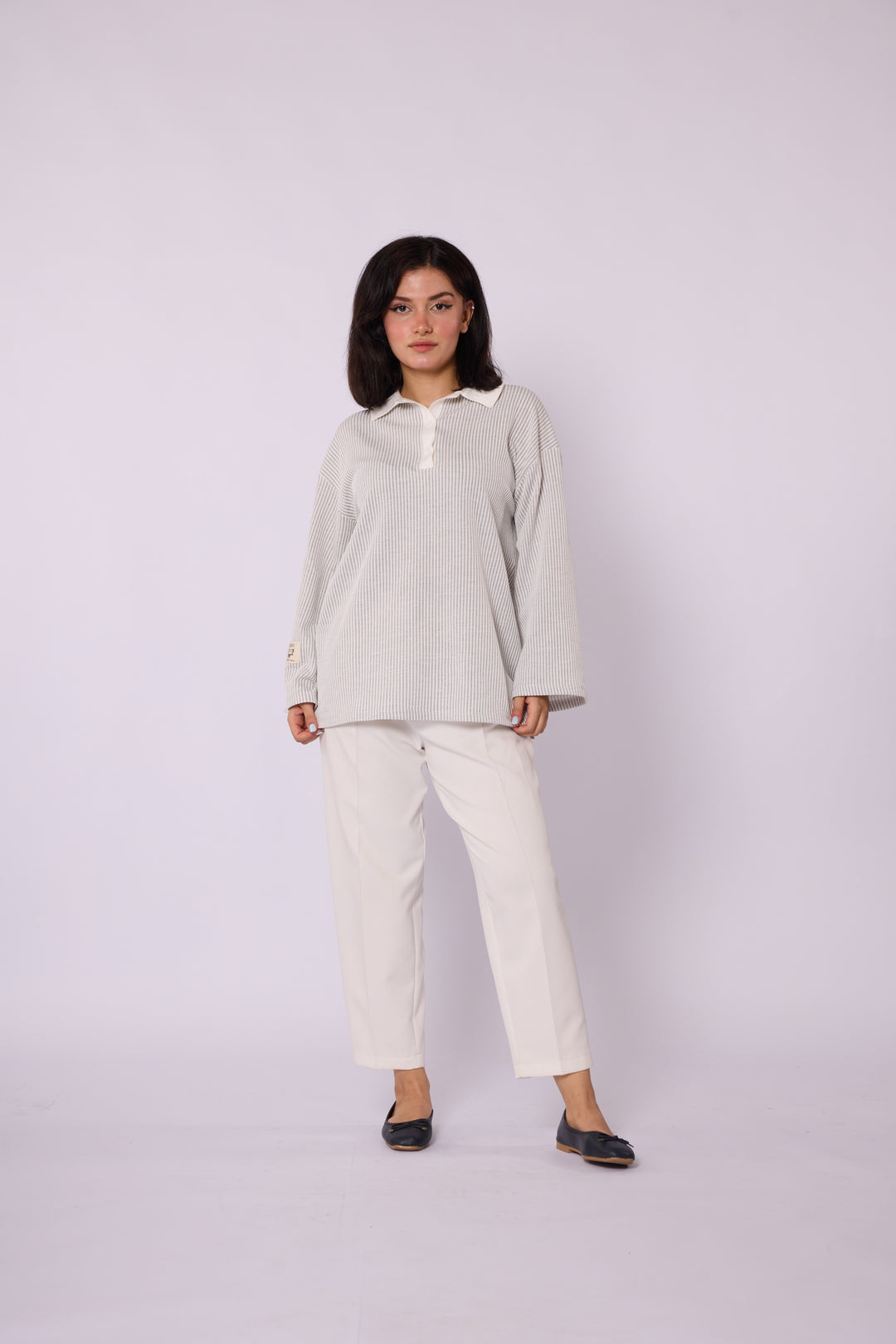 Polo Yaka Çizgili Tunik