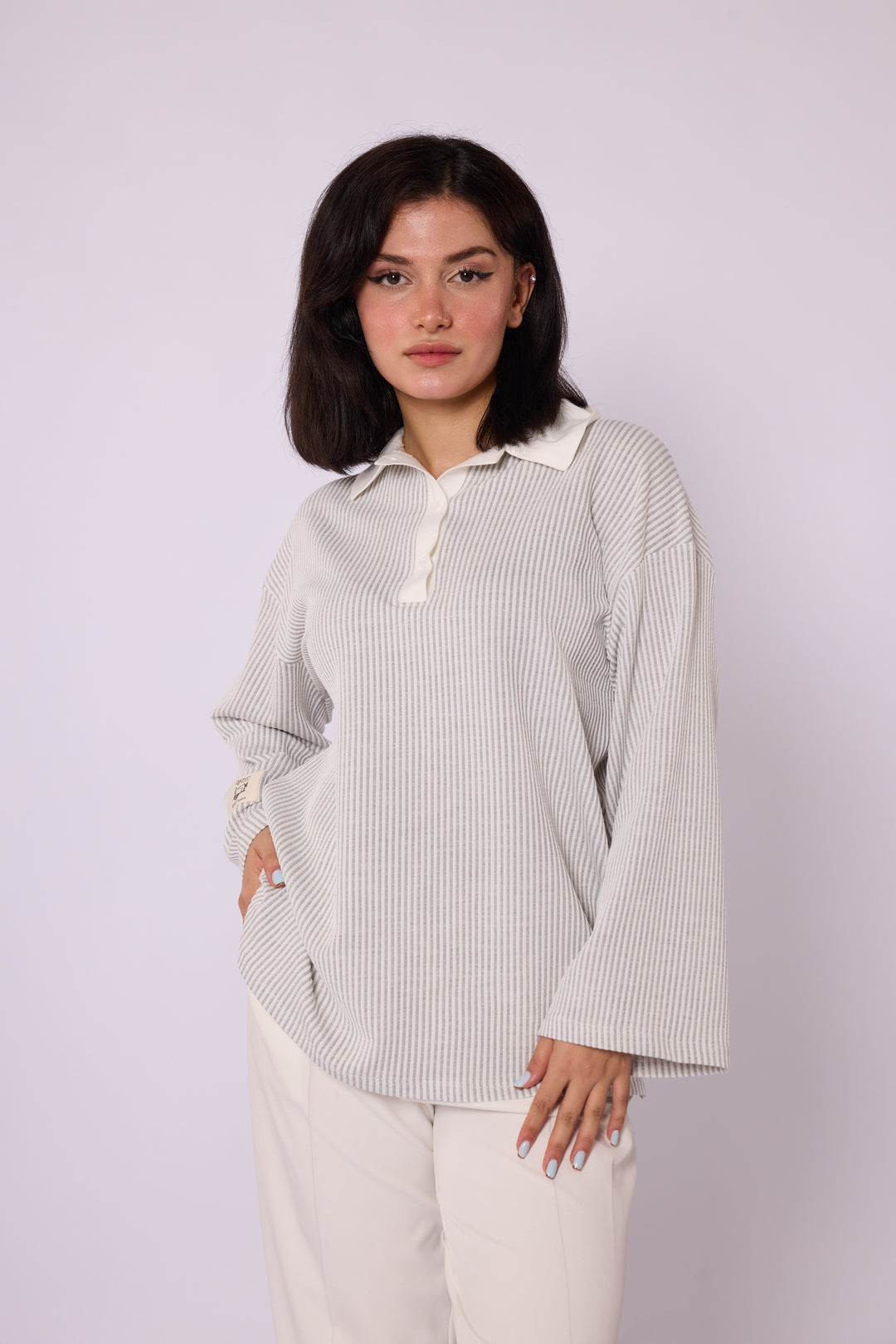 Polo Yaka Çizgili Tunik