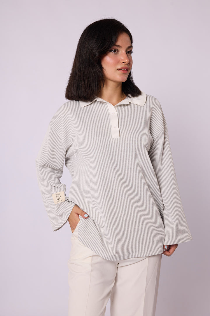 Polo Yaka Çizgili Tunik