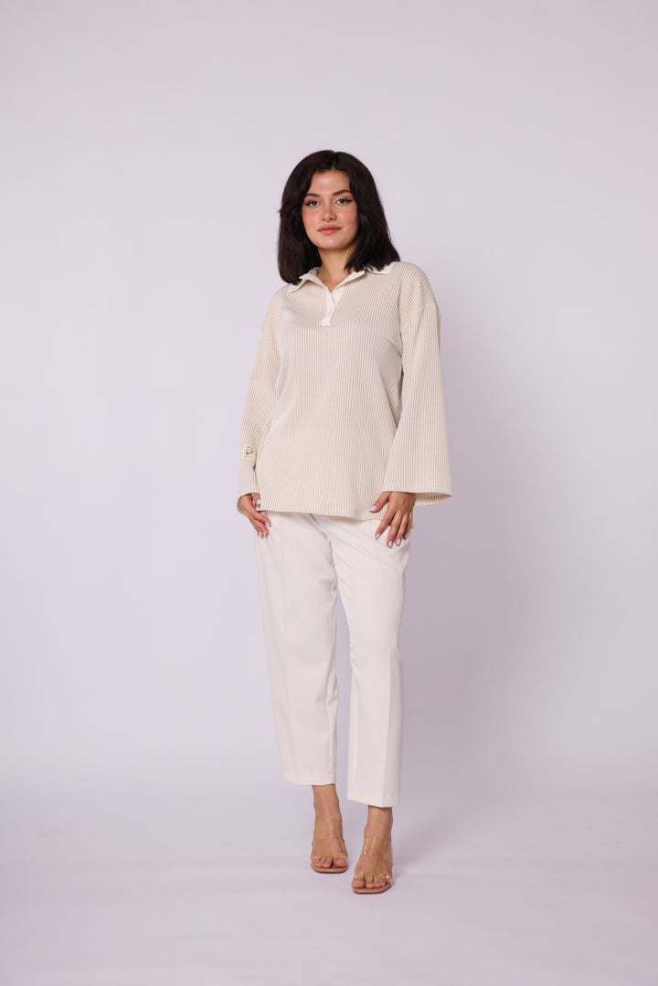 Polo Yaka Çizgili Tunik