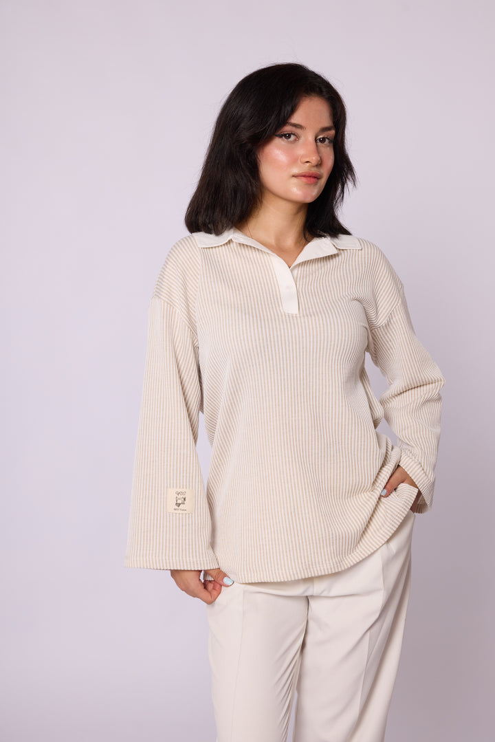 Polo Yaka Çizgili Tunik
