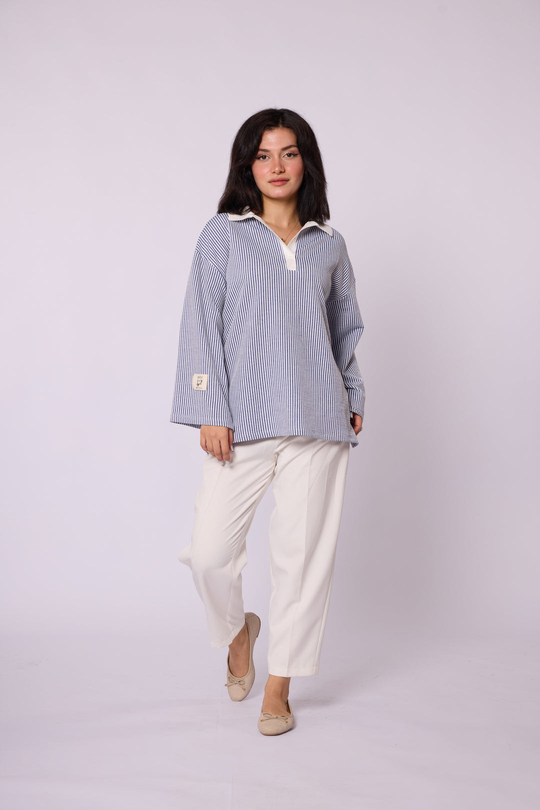 Polo Yaka Çizgili Tunik