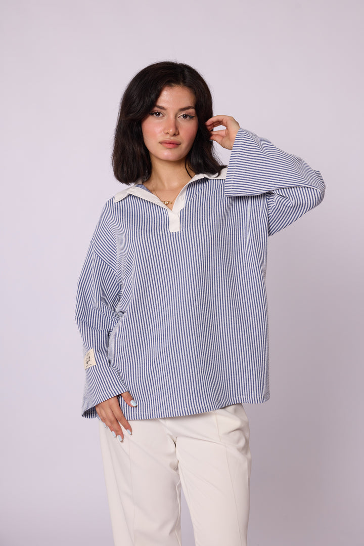 Polo Yaka Çizgili Tunik