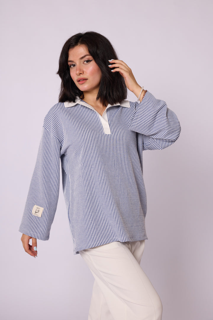 Polo Yaka Çizgili Tunik