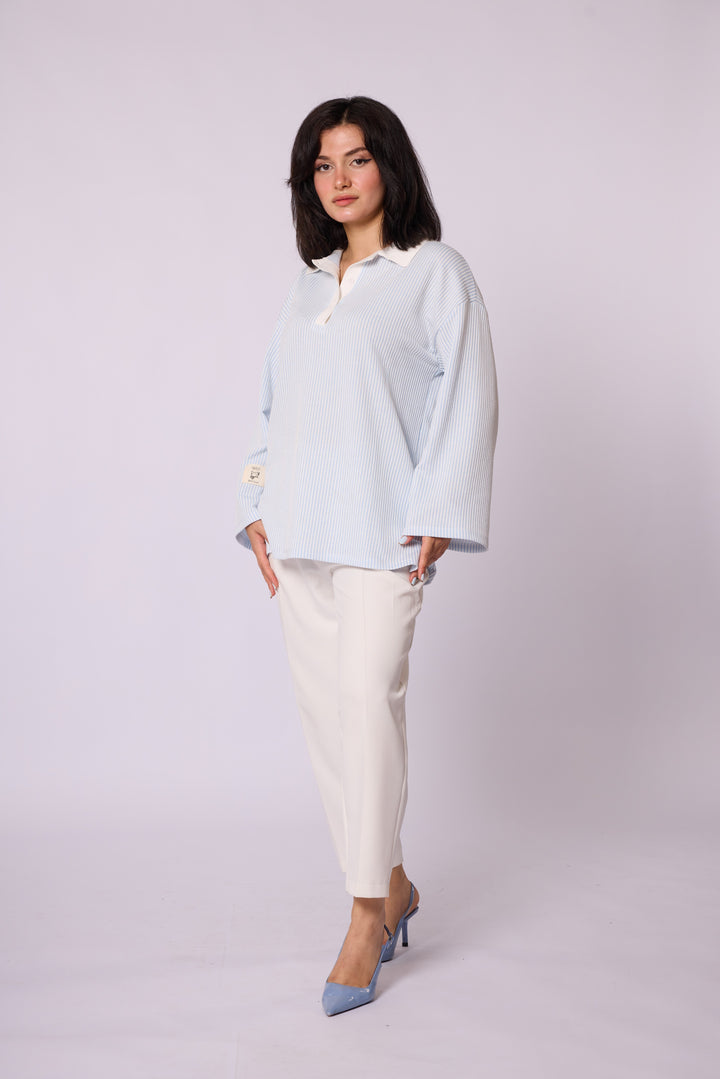 Polo Yaka Çizgili Tunik