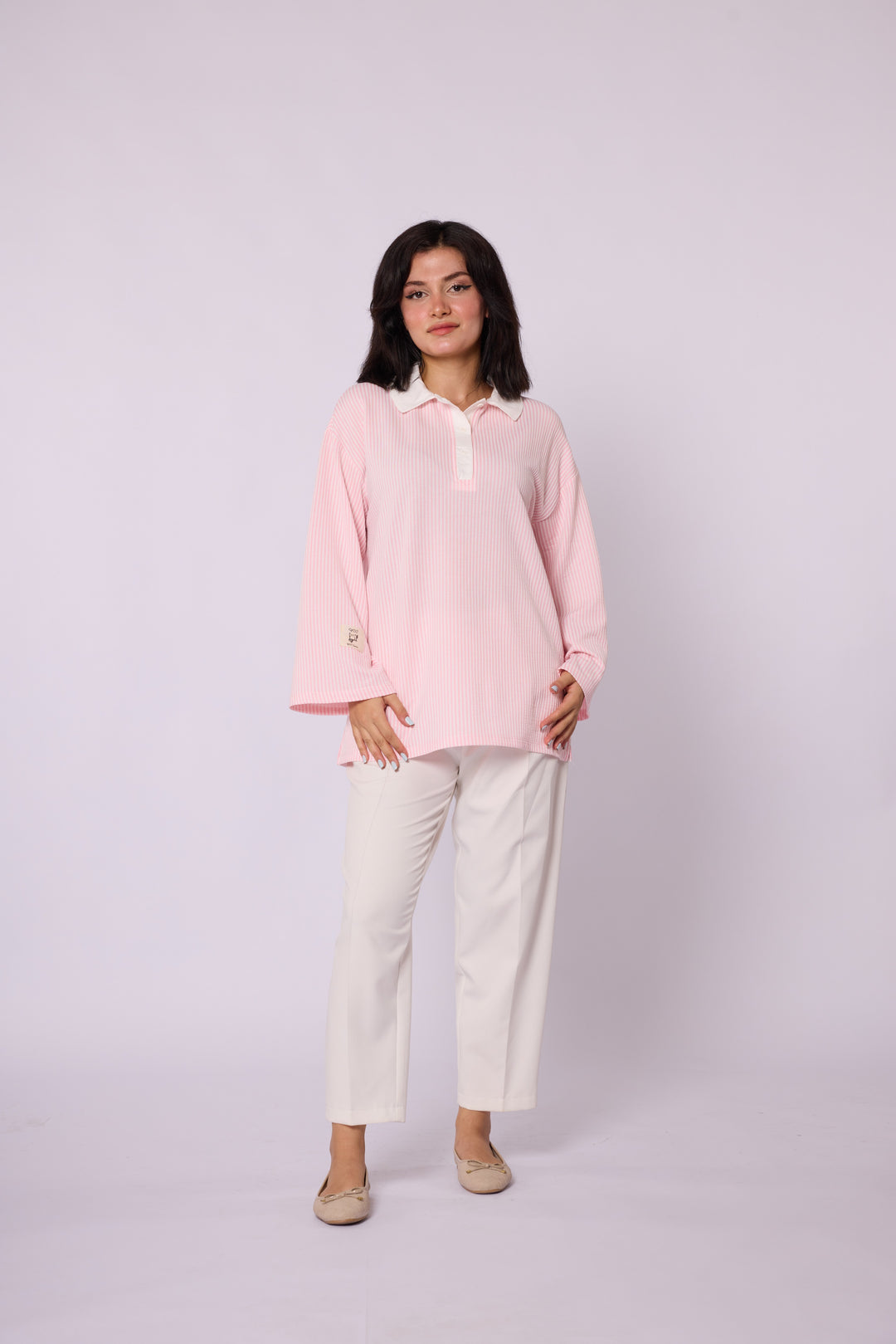 Polo Yaka Çizgili Tunik