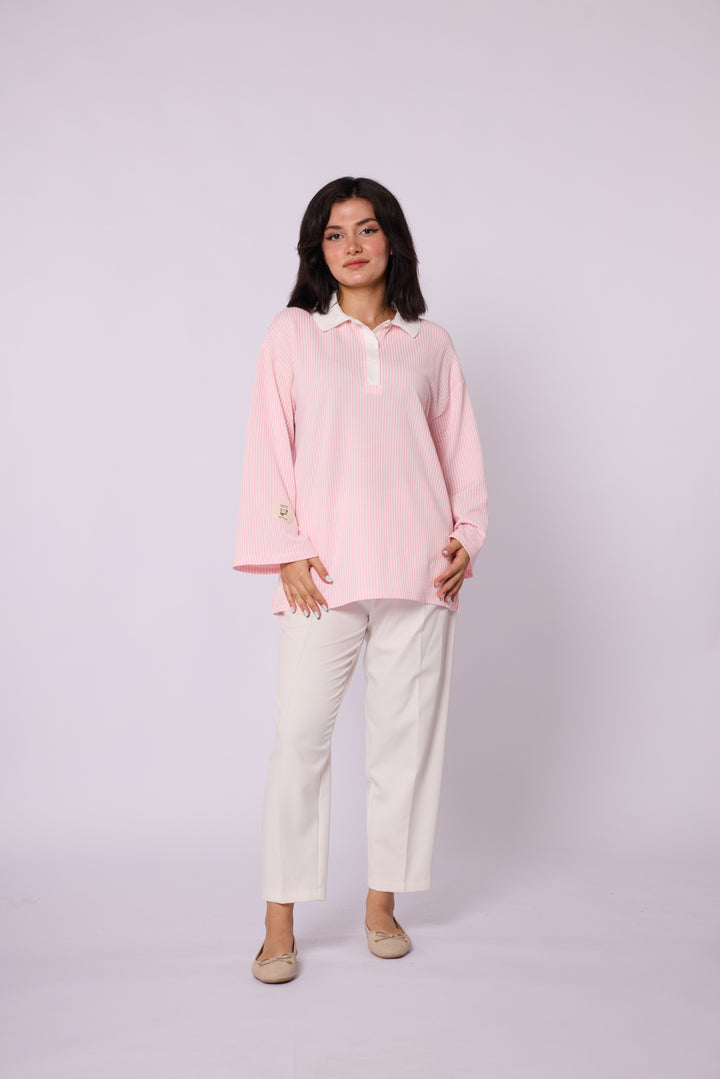 Polo Yaka Çizgili Tunik