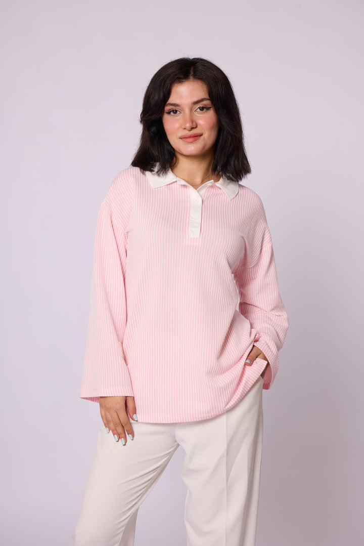 Polo Yaka Çizgili Tunik