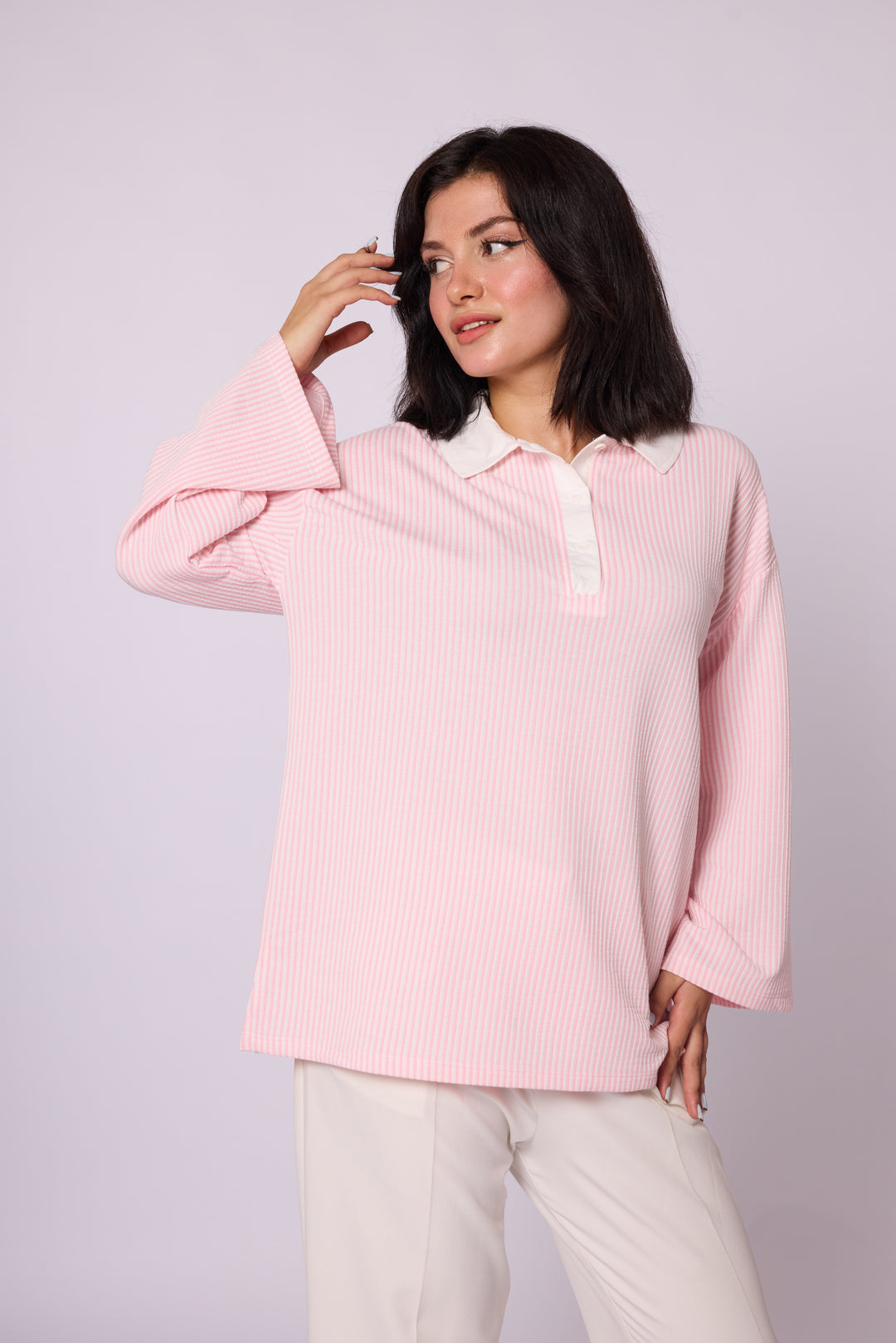 Polo Yaka Çizgili Tunik