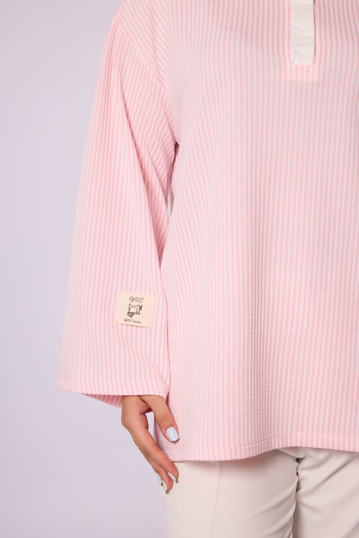 Polo Yaka Çizgili Tunik
