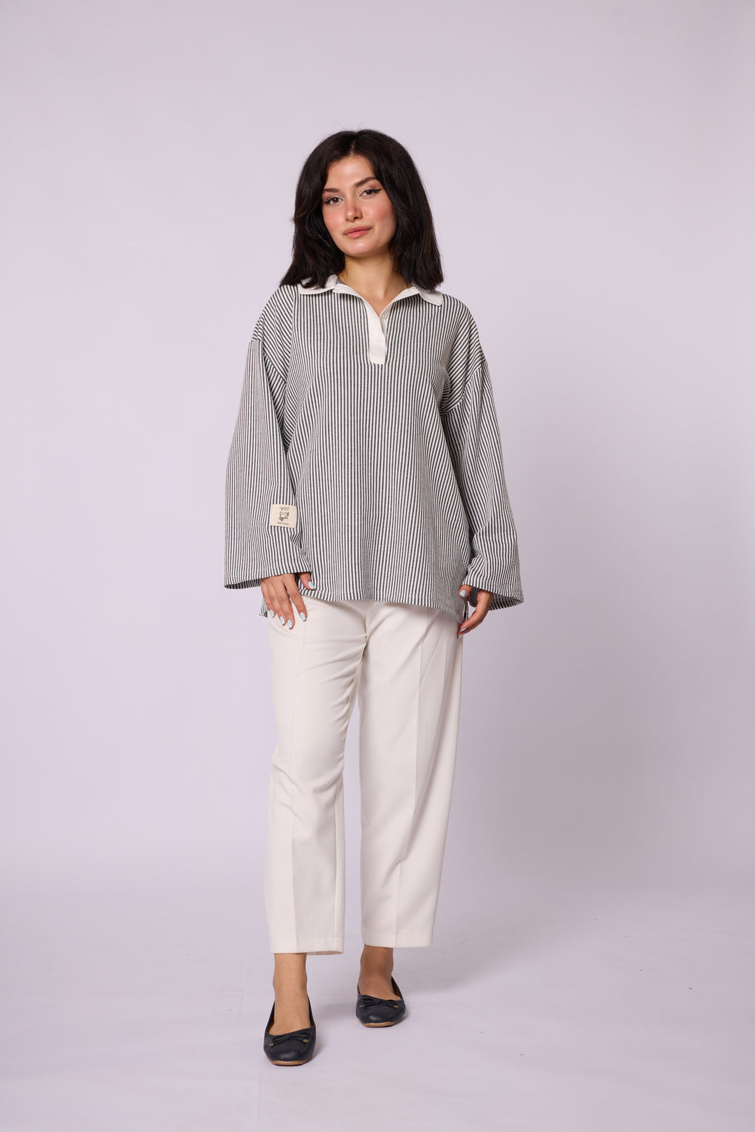 Polo Yaka Çizgili Tunik