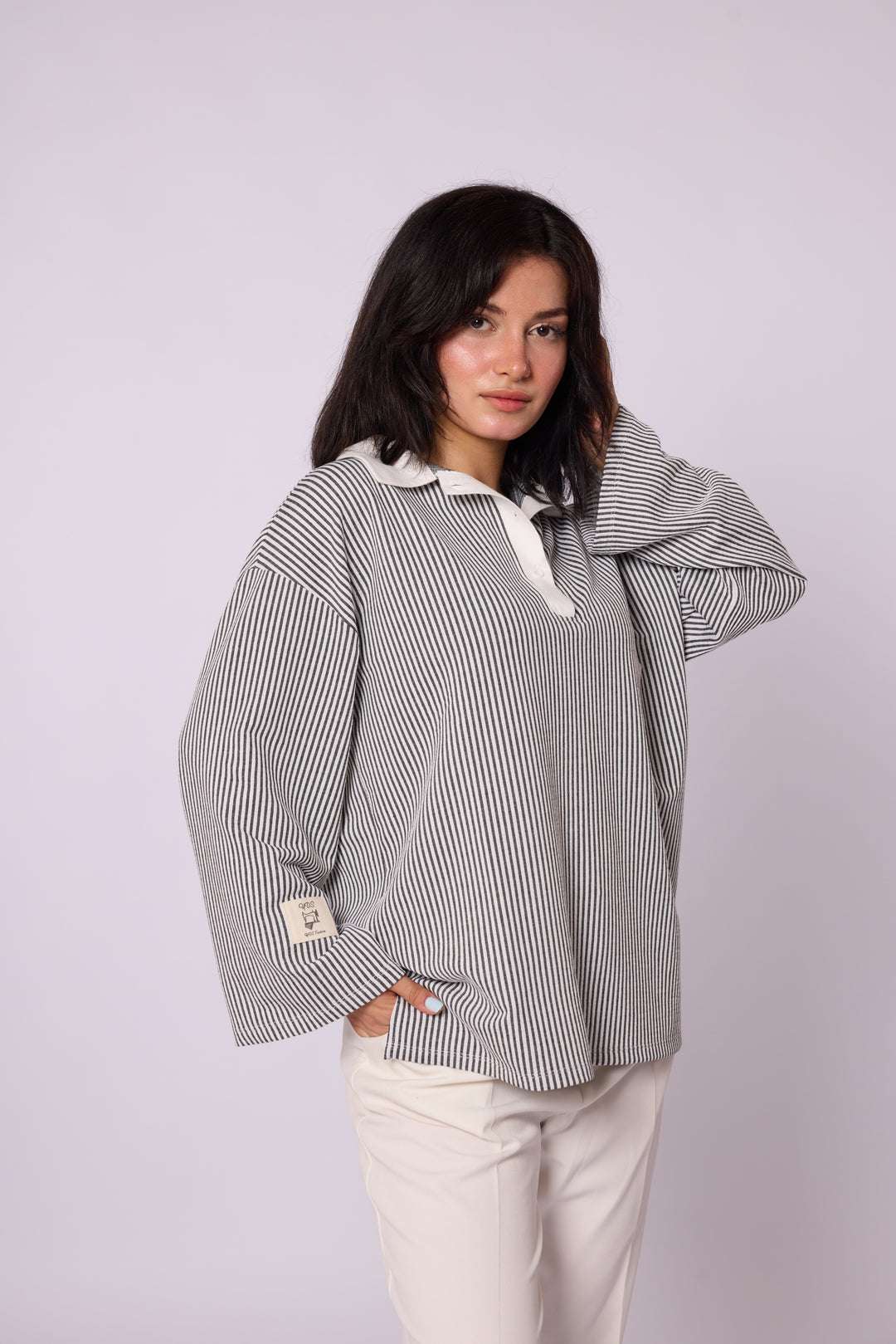 Polo Yaka Çizgili Tunik