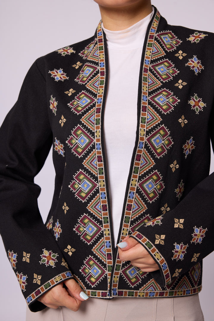 Etnik Desenli Nakışlı Ceket