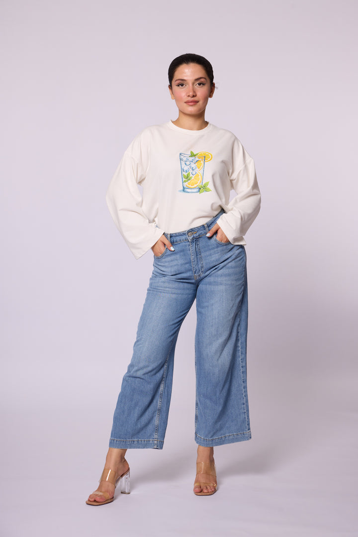 Limonata Nakışlı Oversize Tunik