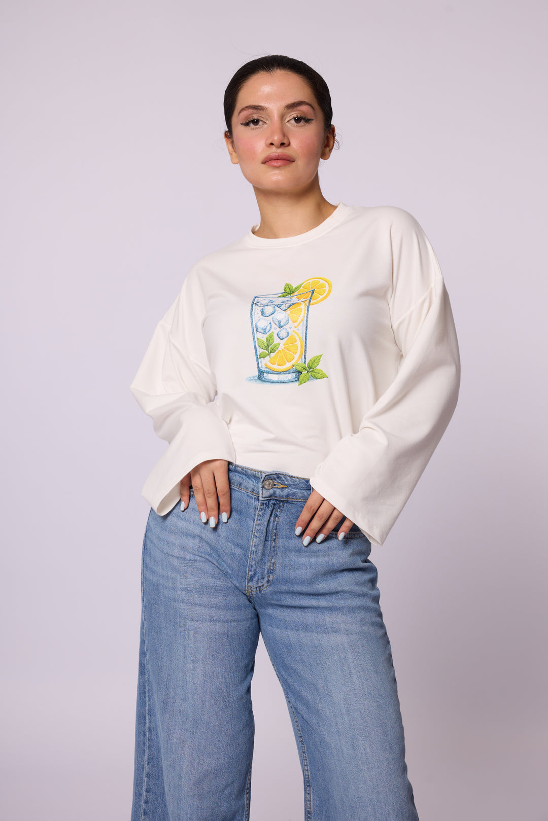 Limonata Nakışlı Oversize Tunik
