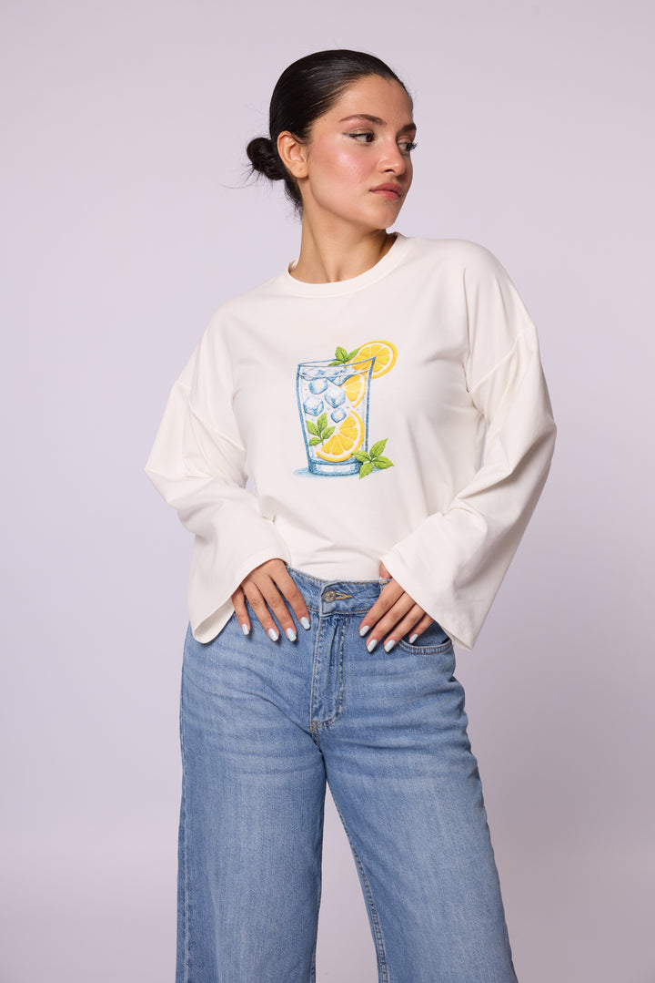 Limonata Nakışlı Oversize Tunik