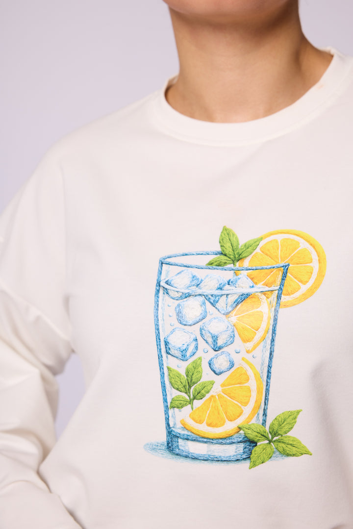 Limonata Nakışlı Oversize Tunik