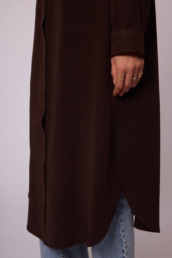 Gizli Düğmeli Uzun Tencel Tunik