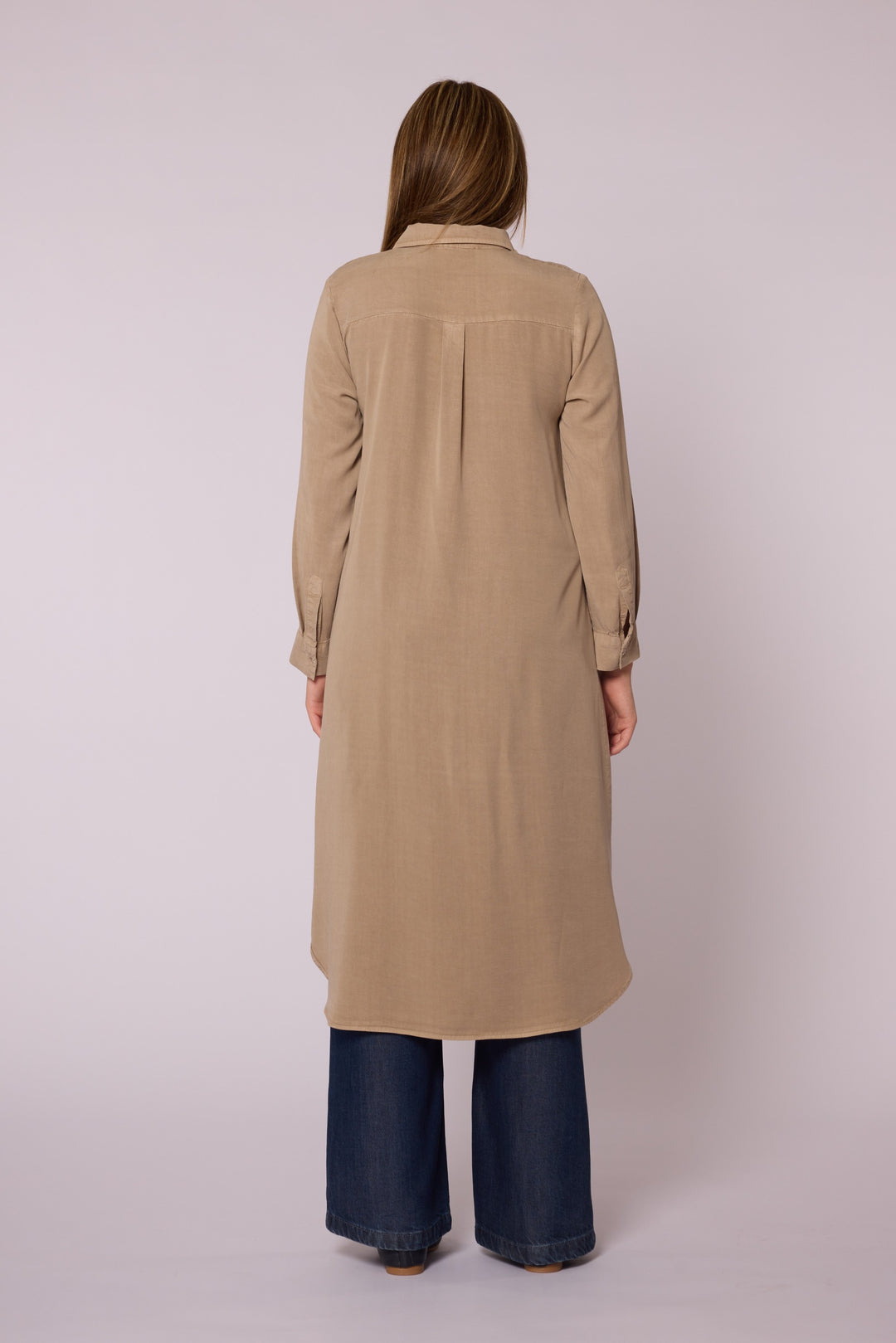 Gizli Düğmeli Uzun Tencel Tunik
