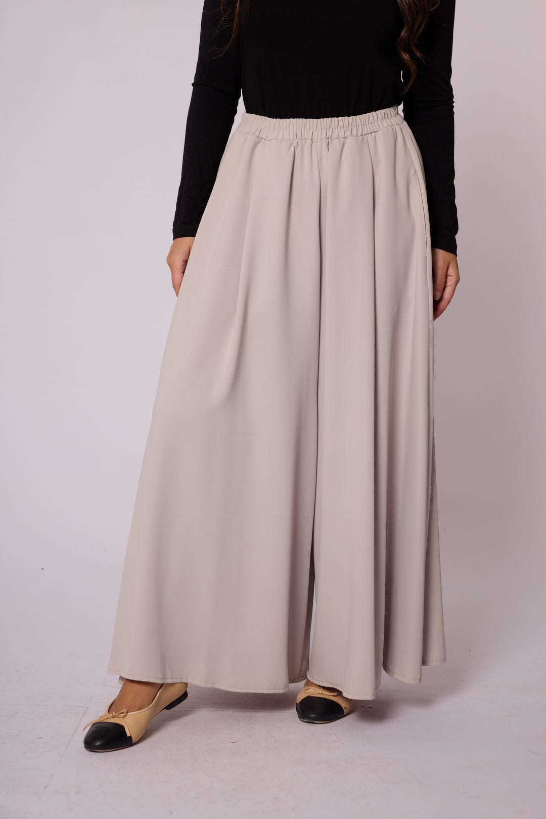 Rahat Kesim Beli Lastikli Geniş Paça Pantolon Abacı Giyim