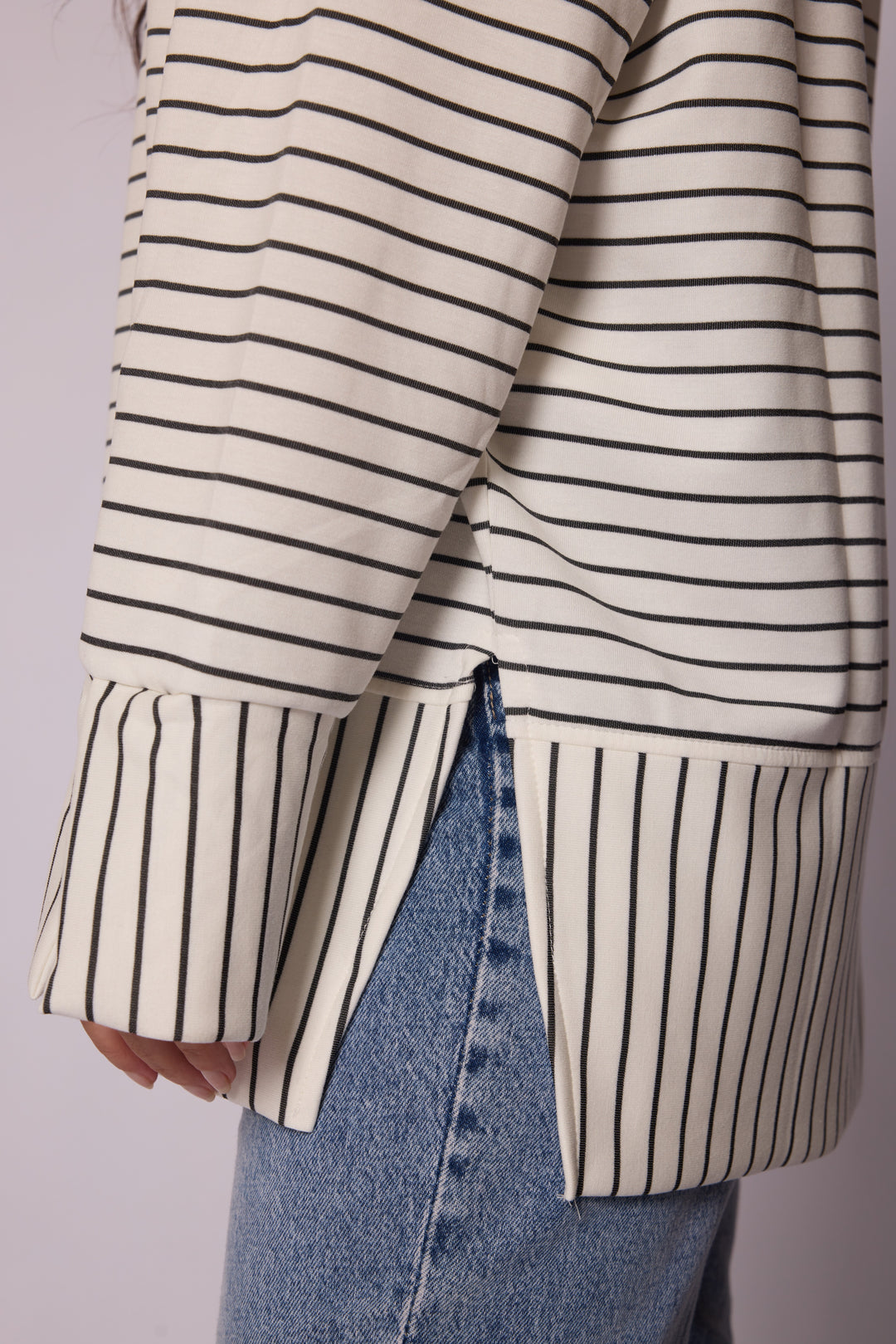 Çizgi Desenli Katman Detaylı Oversize Tunik