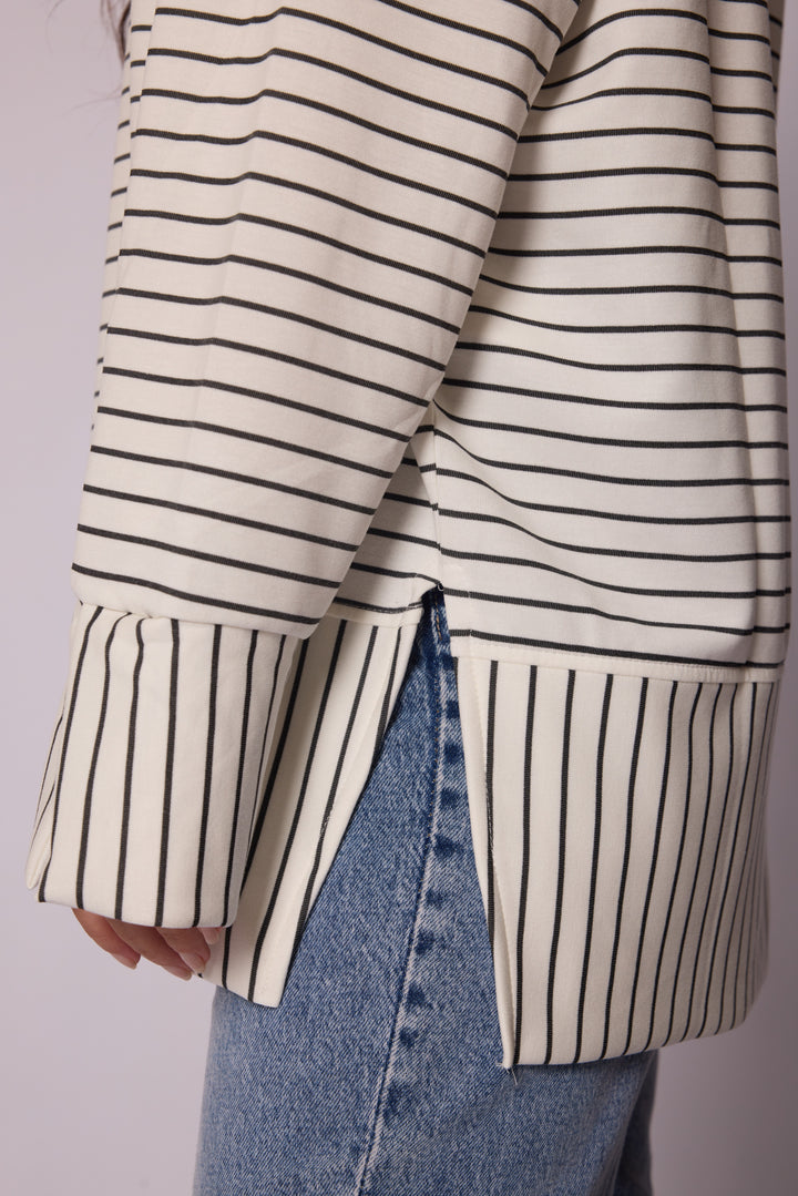 Çizgi Desenli Katman Detaylı Oversize Tunik