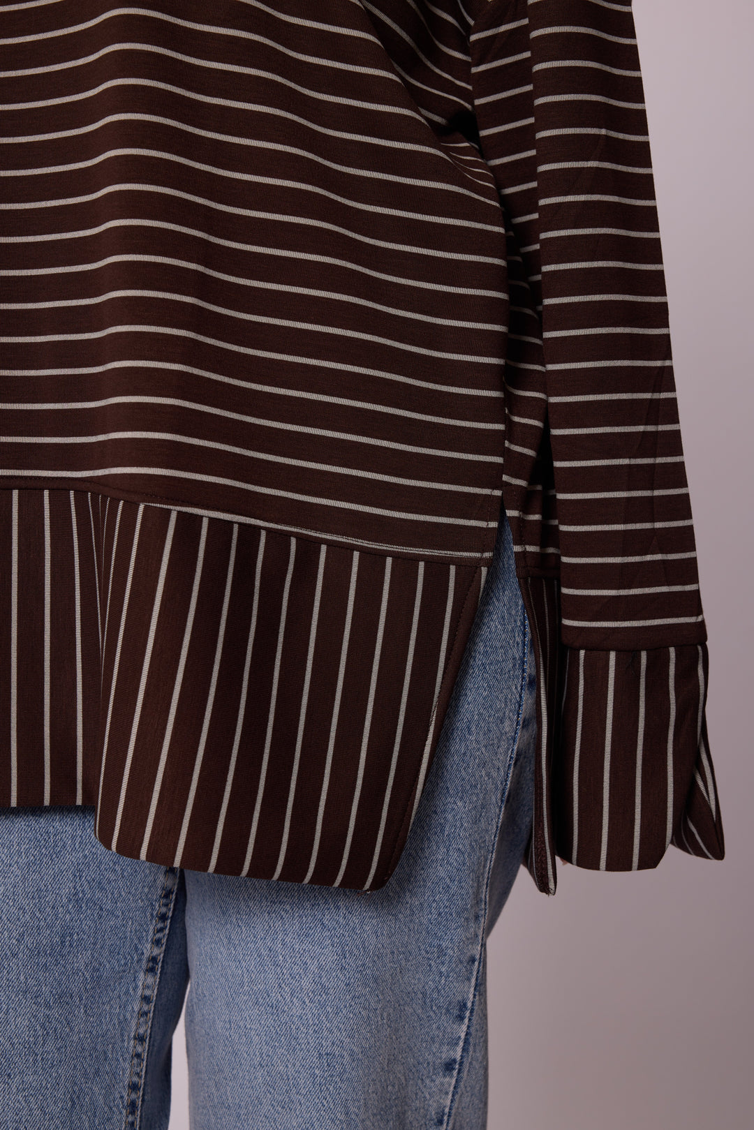 Çizgi Desenli Katman Detaylı Oversize Tunik