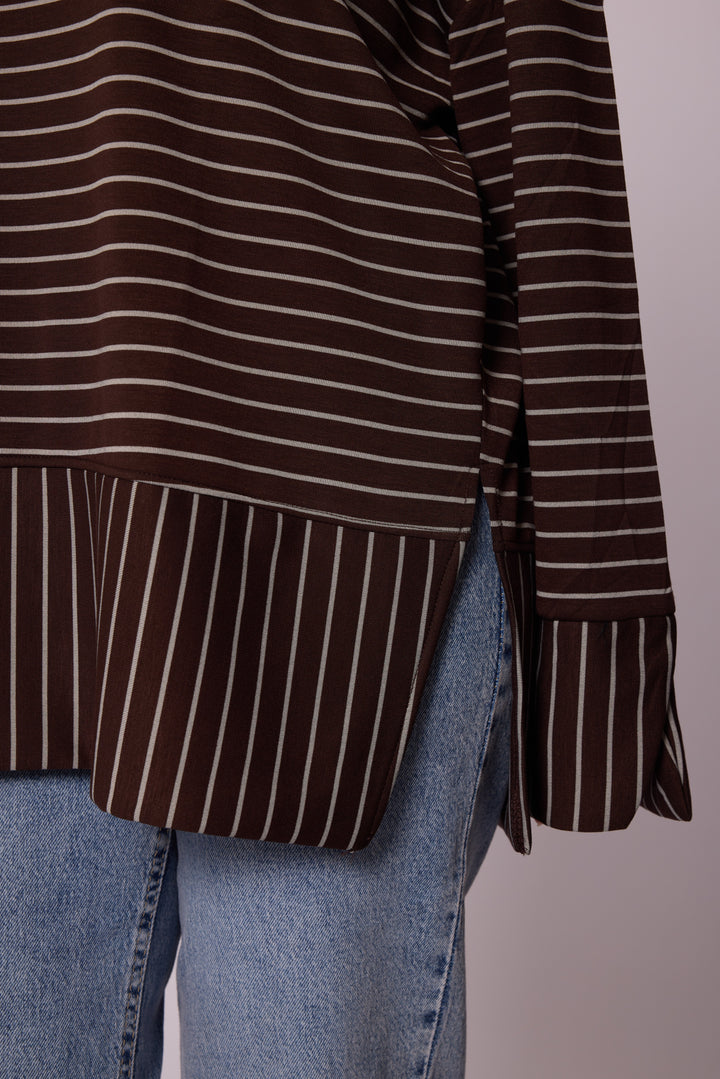 Çizgi Desenli Katman Detaylı Oversize Tunik