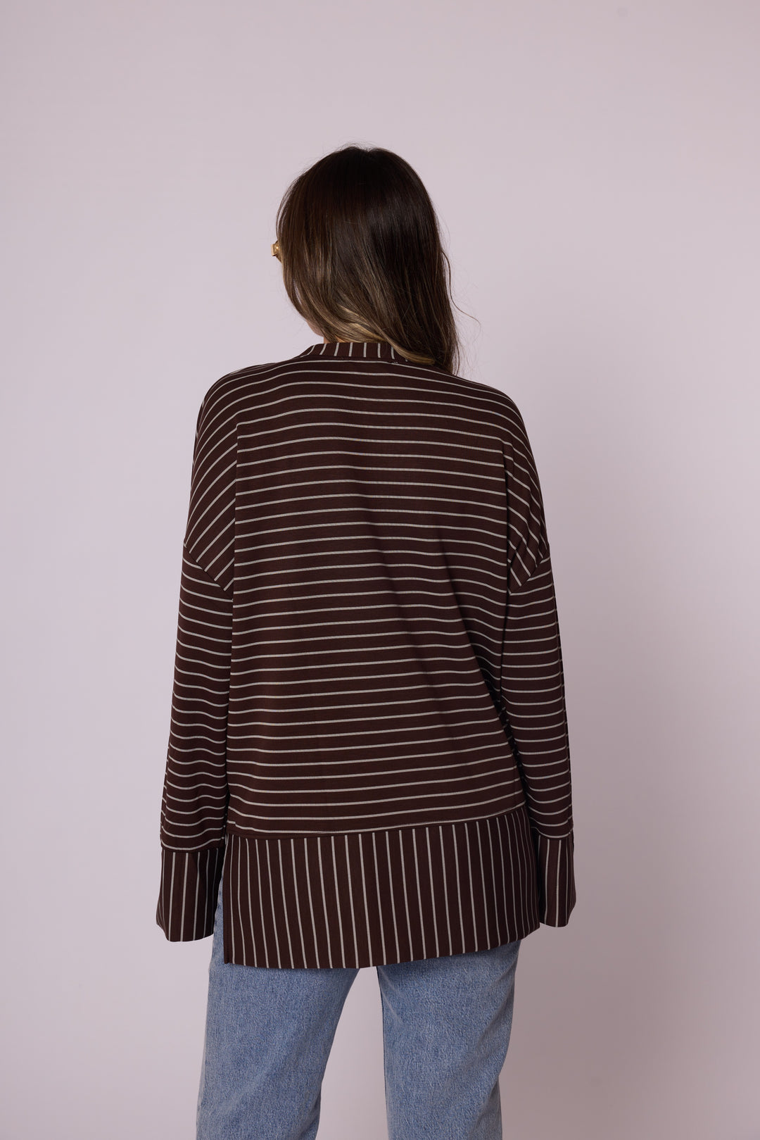 Çizgi Desenli Katman Detaylı Oversize Tunik