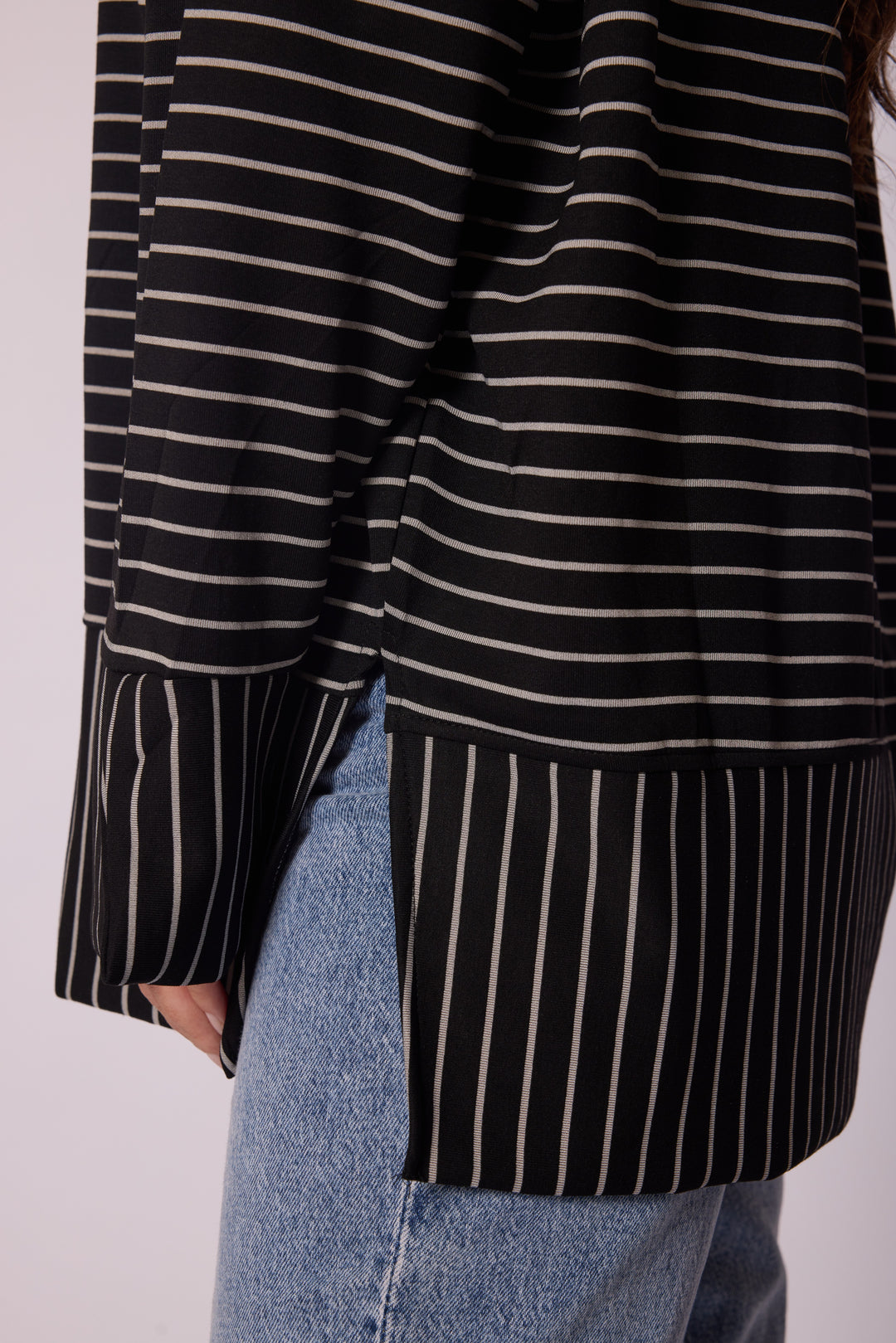 Çizgi Desenli Katman Detaylı Oversize Tunik