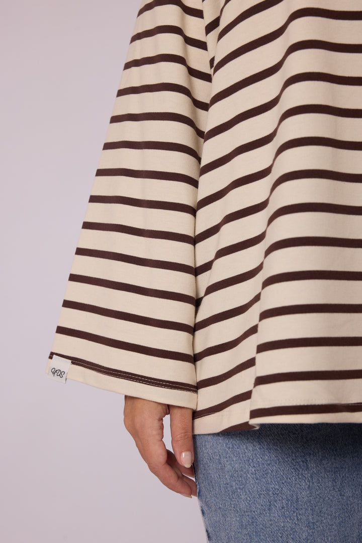 Çizgili Oversize Kesim Geniş Kollu Tunik Abacı Giyim