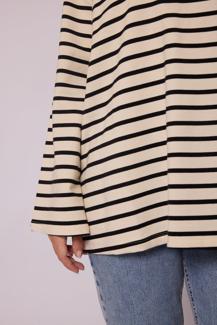 Çizgili Oversize Kesim Geniş Kollu Tunik Abacı Giyim