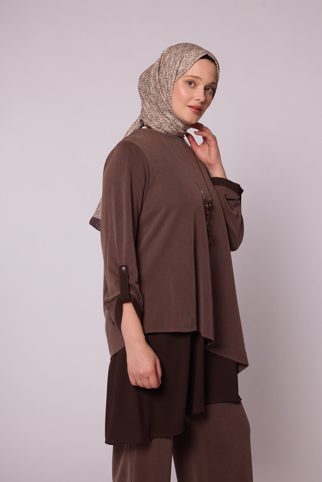 Asimetrik Katmanlı Tunik ve Bol Paça Pantolon Takımı Abacı Giyim
