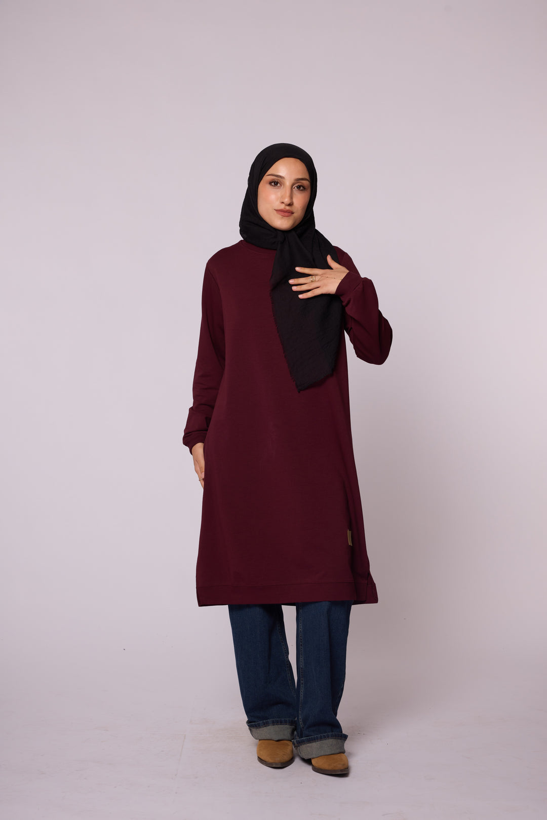 Minimal Tasarımlı Uzun Rahat Kesim Tunik Abacı Giyim