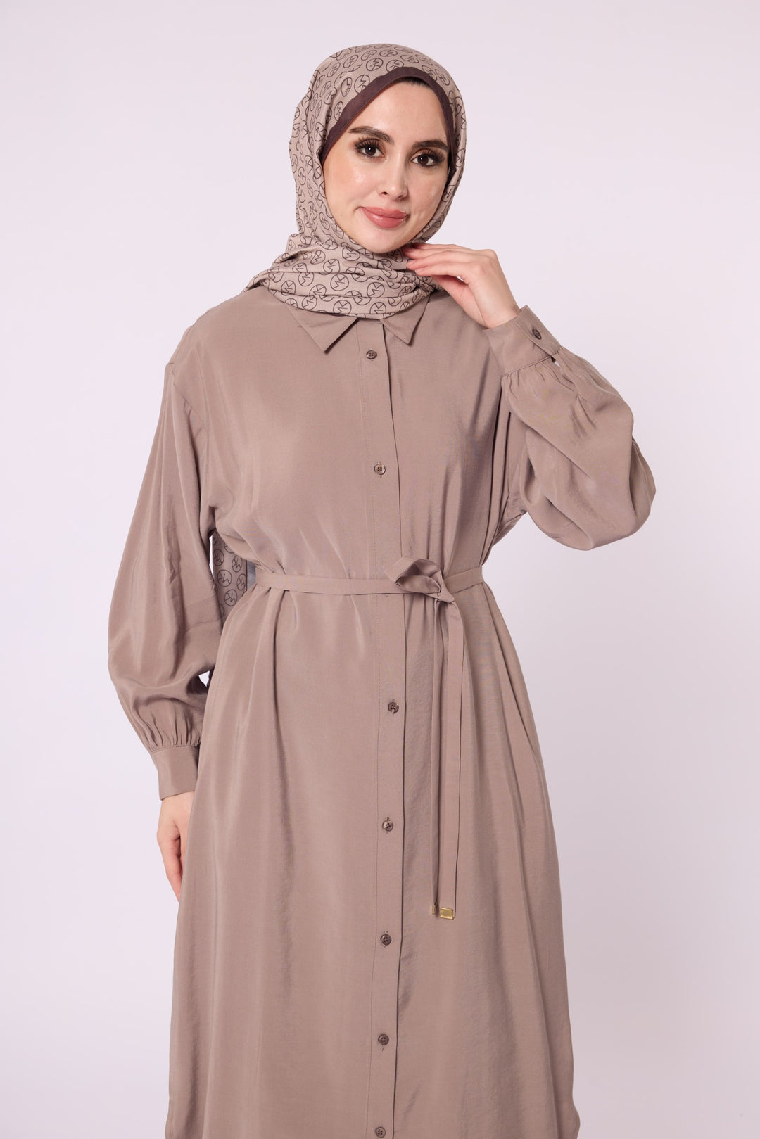 Bel Bağcıklı Polo Yaka Gömlek Tunik