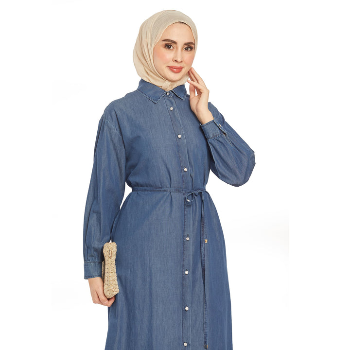 Bel Bağcıklı Polo Yaka Gömlek Tunik