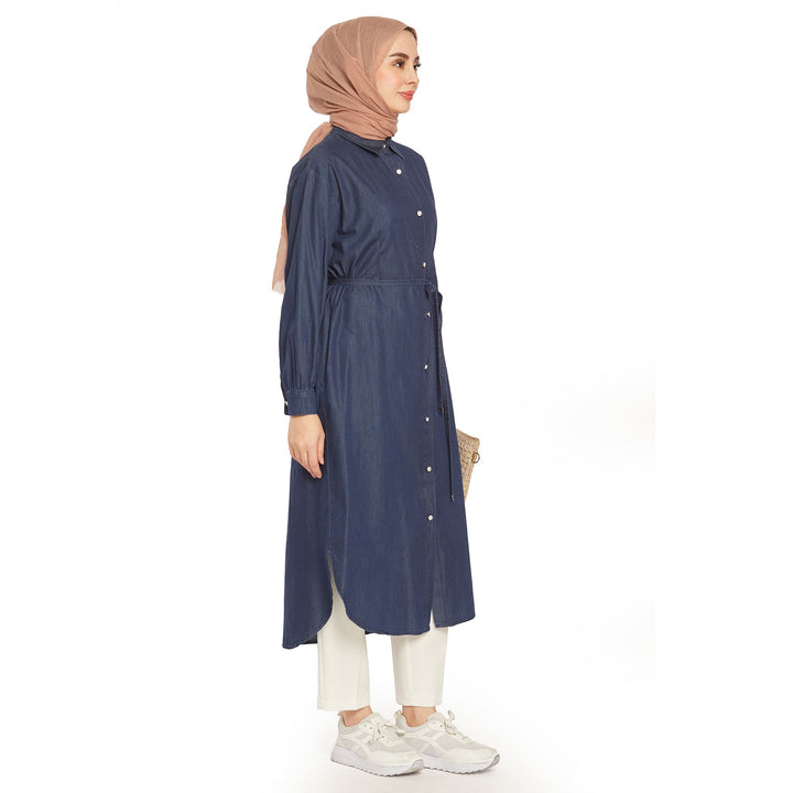 Bel Bağcıklı Polo Yaka Gömlek Tunik