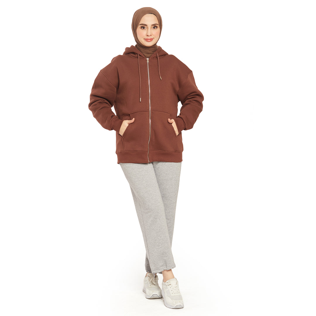 Fermuarlı Kapüşonlu Cep Detaylı Sweatshirt